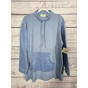 VTG Ericka Taylor Country Cottons L 100% Cotton Pullover NWT Blue Embroidered